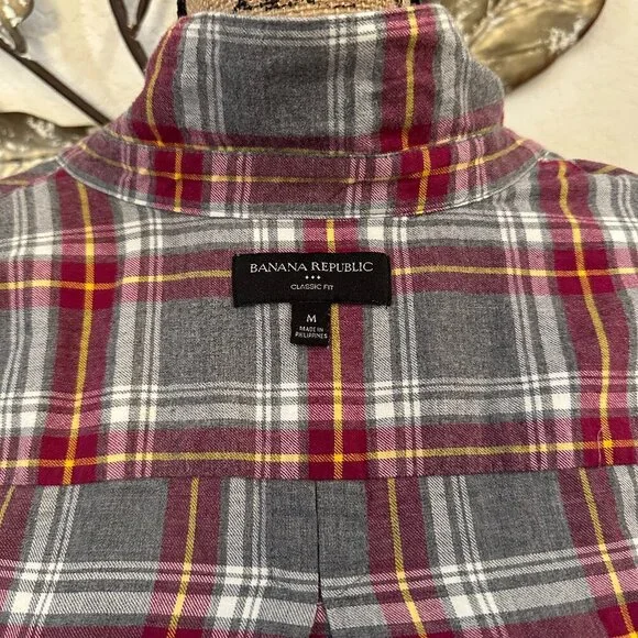 🍂 Banana Republic Plaid Ruffle Button-Up – Size M 🍂 - Picture 5 of 5